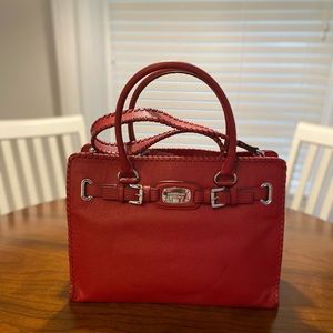 NWT Authentic Michael Kors Whipped Hamilton Tote in Red